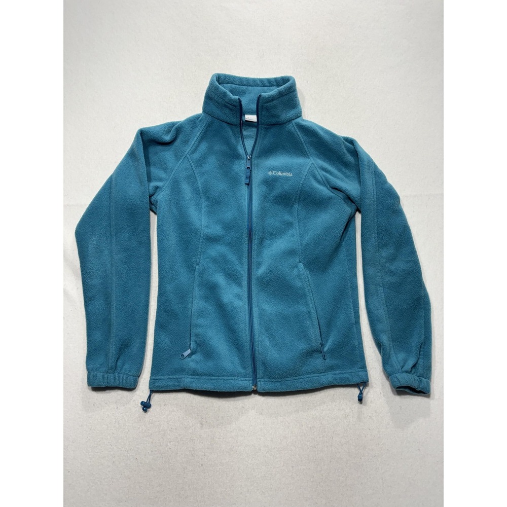 Columbia Jacket Womens S Blue Fleece Full Zip Stand Collar Pockets Outdoor Soft